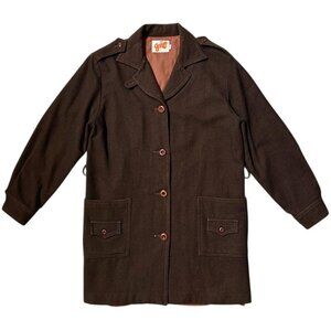 60s 70s vintage brown wool jacket mod georgy fall winter buttonup.